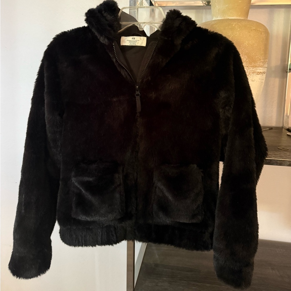 H&M Black Faux Fur Jacket